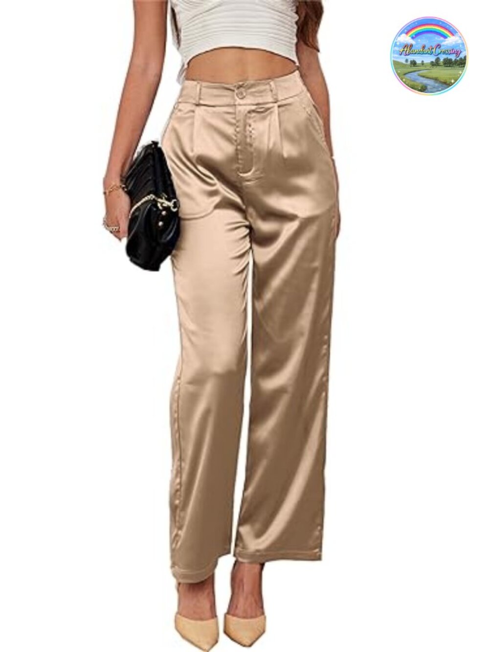 Women's Satin Wide Leg High Rise Pleated Palazzo Pants Trousers